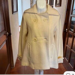 Liz Claiborne Cream Double-Breasted Pea Coat